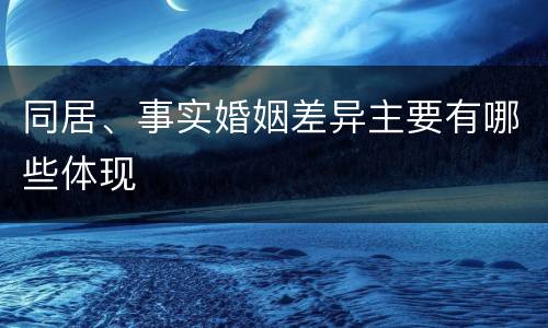 同居、事实婚姻差异主要有哪些体现