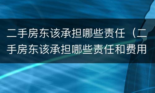 二手房东该承担哪些责任（二手房东该承担哪些责任和费用）