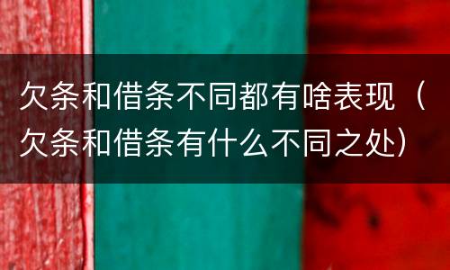 欠条和借条不同都有啥表现（欠条和借条有什么不同之处）