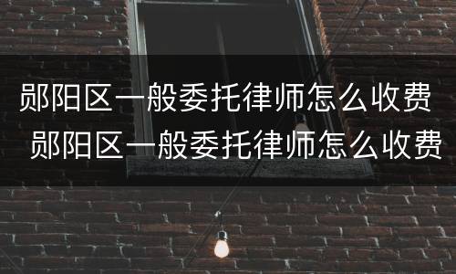 郧阳区一般委托律师怎么收费 郧阳区一般委托律师怎么收费的