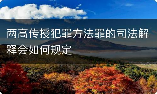 两高传授犯罪方法罪的司法解释会如何规定