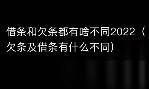 借条和欠条都有啥不同2022（欠条及借条有什么不同）