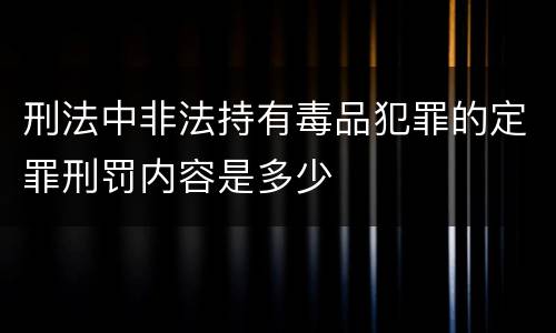 刑法中非法持有毒品犯罪的定罪刑罚内容是多少