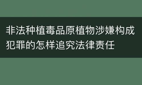 非法种植毒品原植物涉嫌构成犯罪的怎样追究法律责任