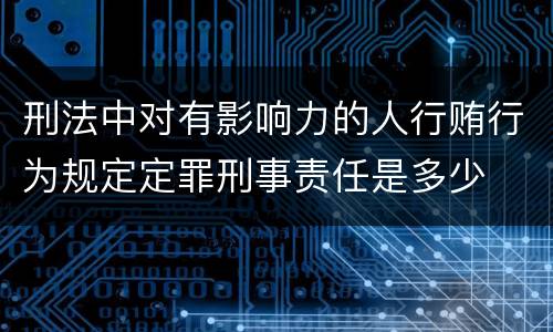 刑法中对有影响力的人行贿行为规定定罪刑事责任是多少