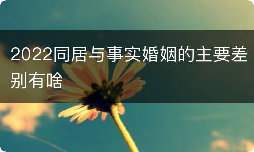 2022同居与事实婚姻的主要差别有啥