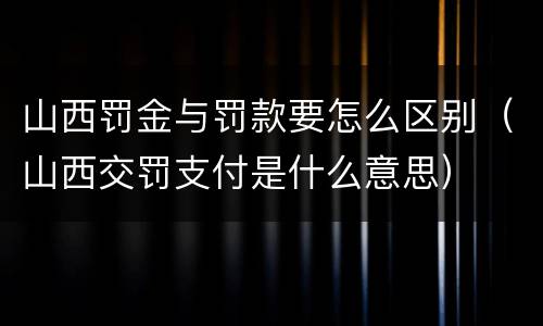 山西罚金与罚款要怎么区别（山西交罚支付是什么意思）