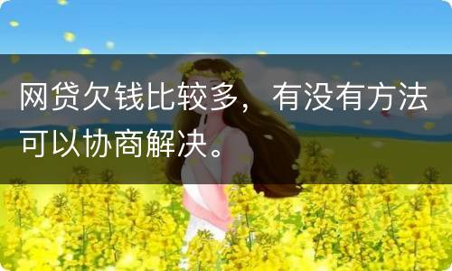 网贷欠钱比较多，有没有方法可以协商解决。