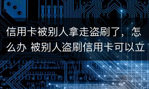 信用卡被别人拿走盗刷了，怎么办 被别人盗刷信用卡可以立案吗