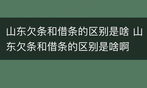 山东欠条和借条的区别是啥 山东欠条和借条的区别是啥啊