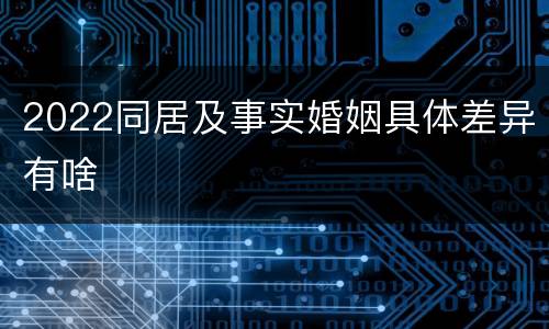 2022同居及事实婚姻具体差异有啥