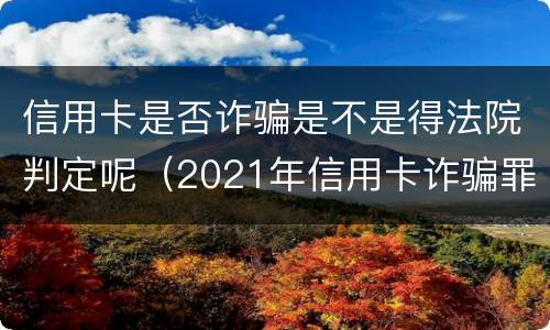 信用卡是否诈骗是不是得法院判定呢（2021年信用卡诈骗罪怎么认定）