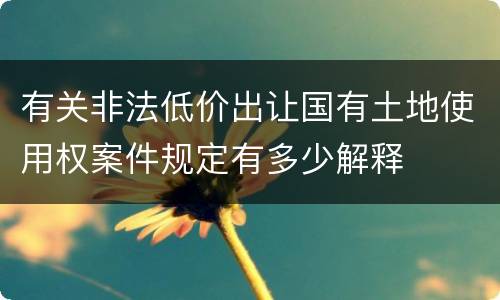 有关非法低价出让国有土地使用权案件规定有多少解释