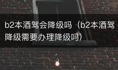 b2本酒驾会降级吗（b2本酒驾降级需要办理降级吗）