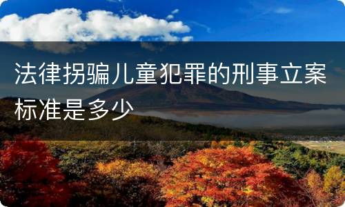 法律拐骗儿童犯罪的刑事立案标准是多少