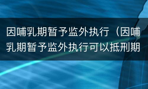 因哺乳期暂予监外执行（因哺乳期暂予监外执行可以抵刑期吗）