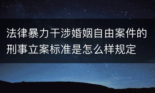 法律暴力干涉婚姻自由案件的刑事立案标准是怎么样规定