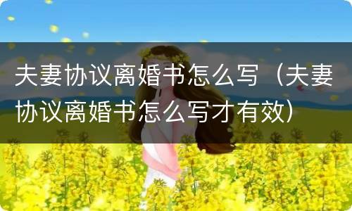 夫妻协议离婚书怎么写（夫妻协议离婚书怎么写才有效）
