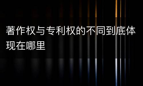 著作权与专利权的不同到底体现在哪里