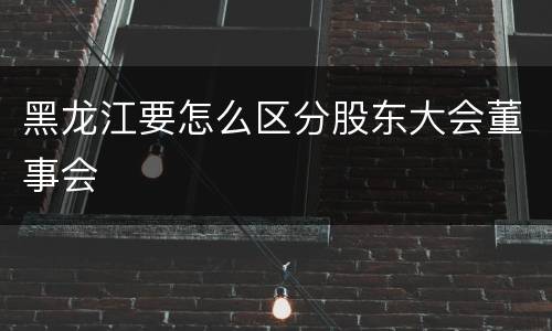 黑龙江要怎么区分股东大会董事会