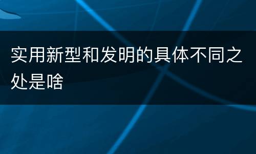 实用新型和发明的具体不同之处是啥
