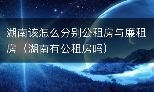 湖南该怎么分别公租房与廉租房（湖南有公租房吗）