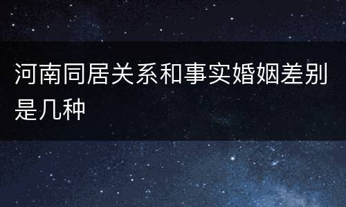 河南同居关系和事实婚姻差别是几种