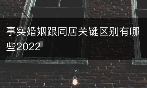 事实婚姻跟同居关键区别有哪些2022