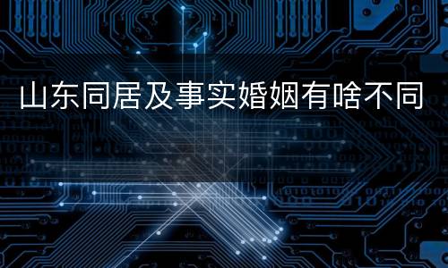 山东同居及事实婚姻有啥不同