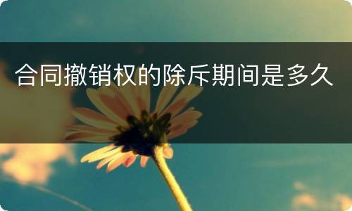 合同撤销权的除斥期间是多久