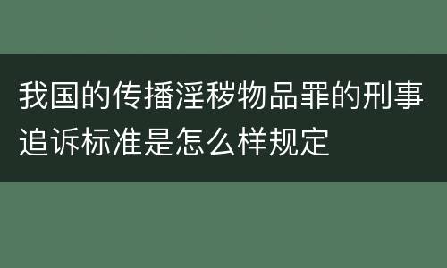 我国的传播淫秽物品罪的刑事追诉标准是怎么样规定