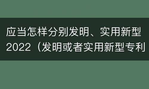 应当怎样分别发明、实用新型2022（发明或者实用新型专利）