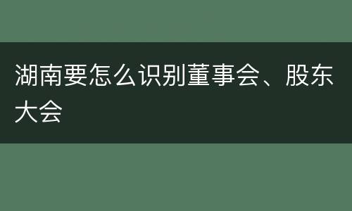 湖南要怎么识别董事会、股东大会