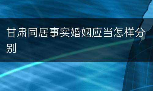 甘肃同居事实婚姻应当怎样分别