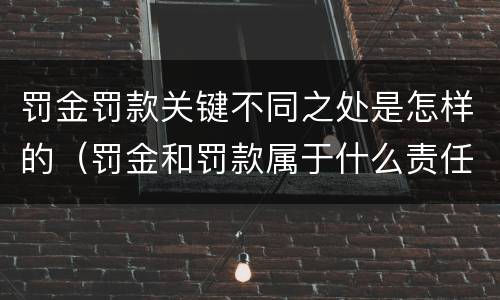 罚金罚款关键不同之处是怎样的（罚金和罚款属于什么责任）