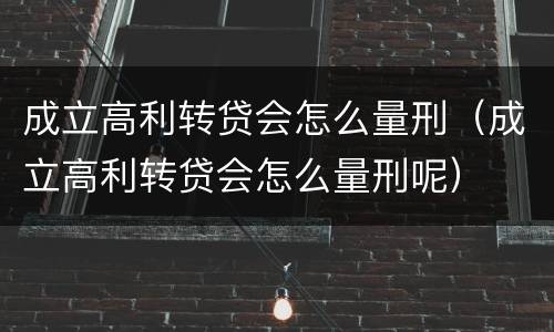 成立高利转贷会怎么量刑（成立高利转贷会怎么量刑呢）