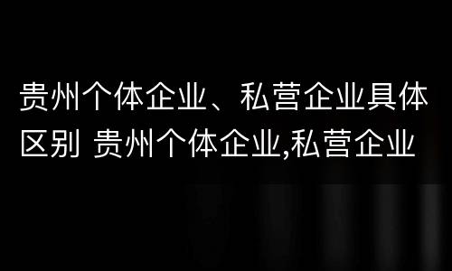 贵州个体企业、私营企业具体区别 贵州个体企业,私营企业具体区别在哪