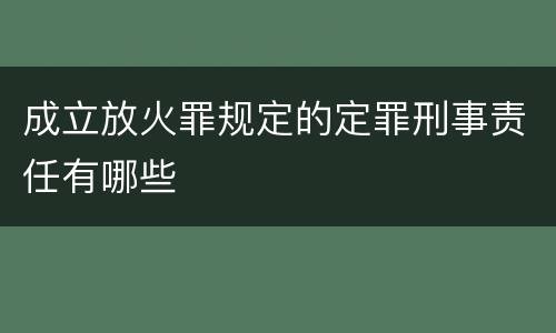 成立放火罪规定的定罪刑事责任有哪些
