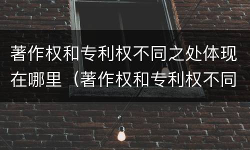 著作权和专利权不同之处体现在哪里（著作权和专利权不同之处体现在哪里呢）