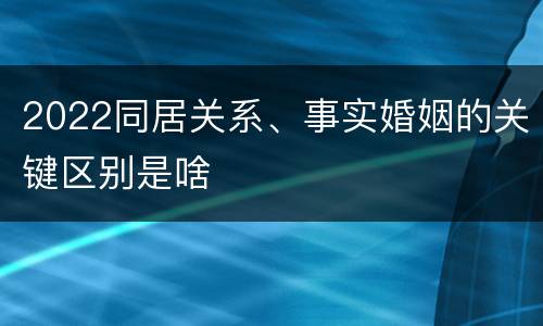 2022同居关系、事实婚姻的关键区别是啥