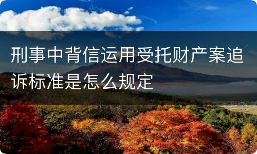 刑事中背信运用受托财产案追诉标准是怎么规定