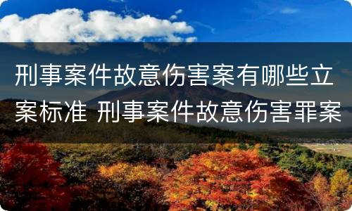刑事案件故意伤害案有哪些立案标准 刑事案件故意伤害罪案由
