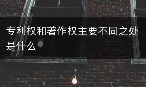专利权和著作权主要不同之处是什么