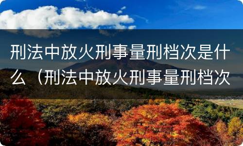 刑法中放火刑事量刑档次是什么（刑法中放火刑事量刑档次是什么）