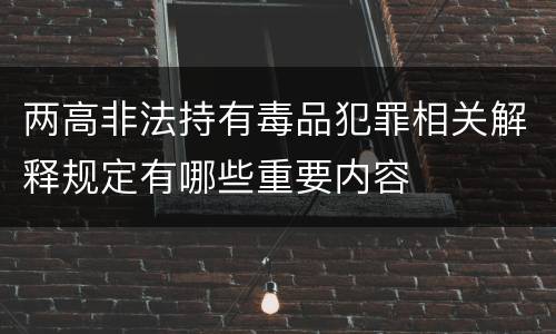 两高非法持有毒品犯罪相关解释规定有哪些重要内容