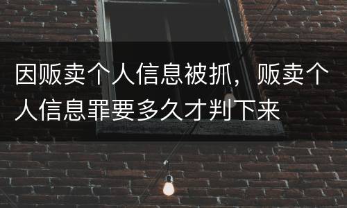 因贩卖个人信息被抓，贩卖个人信息罪要多久才判下来