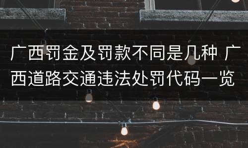 广西罚金及罚款不同是几种 广西道路交通违法处罚代码一览表