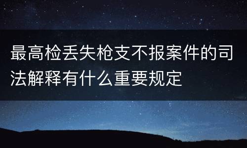最高检丢失枪支不报案件的司法解释有什么重要规定