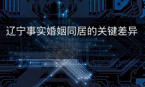 辽宁事实婚姻同居的关键差异