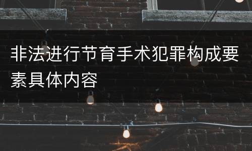 非法进行节育手术犯罪构成要素具体内容